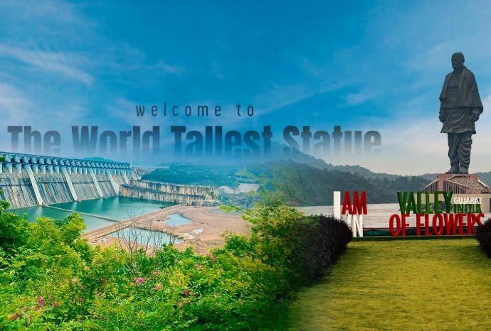 Statue of Unity 182m view in Ekta Nagar Gujarat